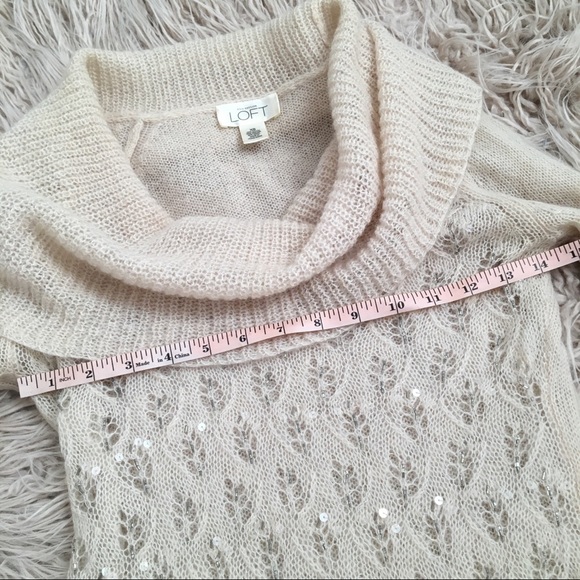 LOFT mohair cowl neck beaded sweater - Picture 7 of 8